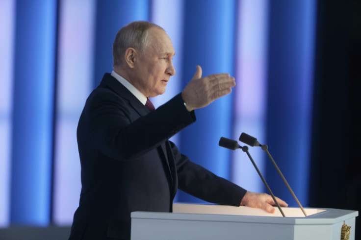 Presiden Rusia Vladimir Putin dalam pidato nasionalnya di Moskow pada 21 Februari 2023