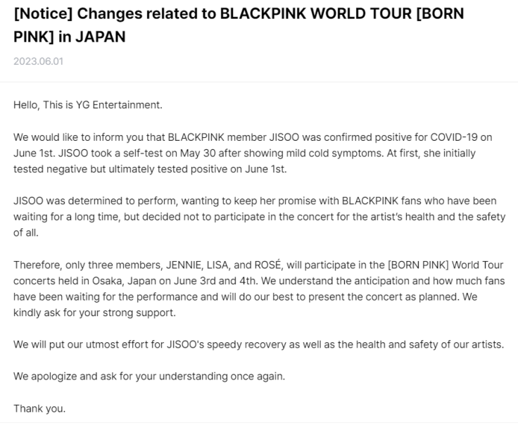 Perubahan pada Tur Dunia Blackpink Born Pink
